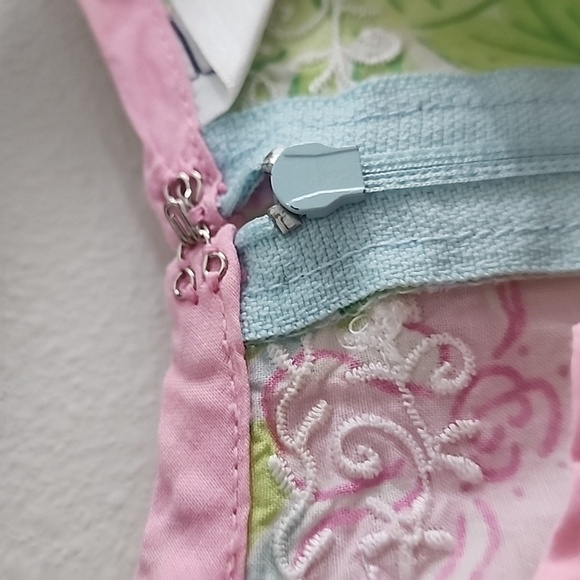 RARE Vintage Lilly Pulitzer Baby Girl Dress - Tropical Floral & Pink Trim Sz 6 M - Picture 8 of 13